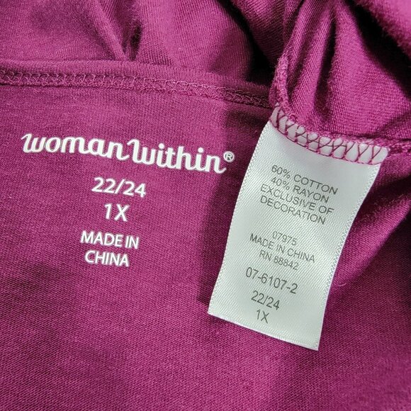 Woman Within 2Fer Top Plus Size 22/24 Long Sleeve Pullover Sequins *FLAW* - Picture 5 of 6